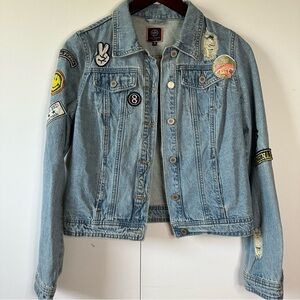 Boom Boom Jeans Patch Distressed Denim Jacket